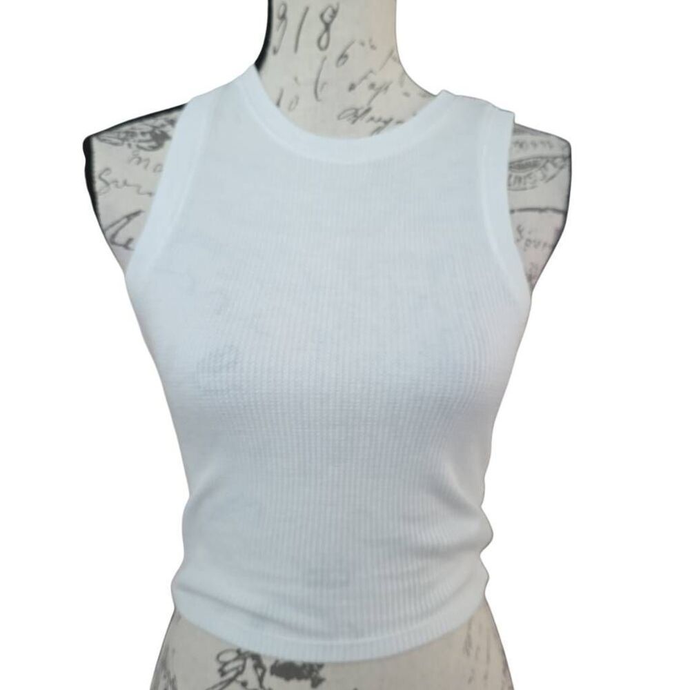 Hollister Women's Size XS White Waffle Weave Sleeveless Crop Tank